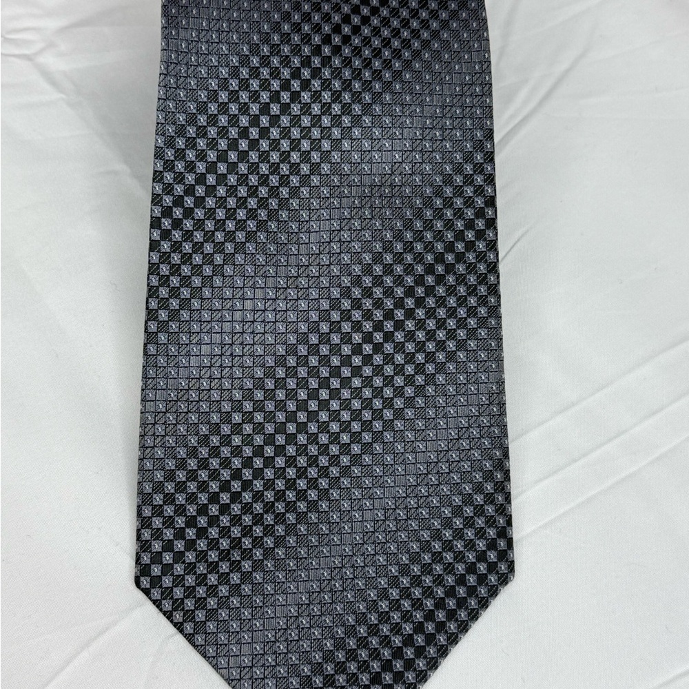 Kenneth Cole New York Black Textured Checker Tie
